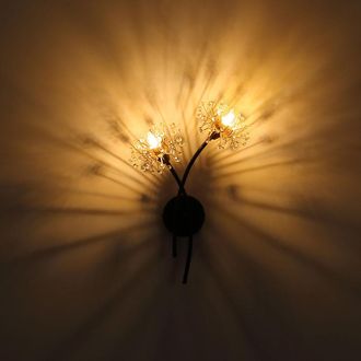 Globo Lighting Lampada Da Parete Lampada Da Corridoio Fiori Oro Lampada Da Parete Lampada Da Corridoio Lampada Da Soggiorno Nero, 2x G9, Lxh 32,5 X 44,5 Cm