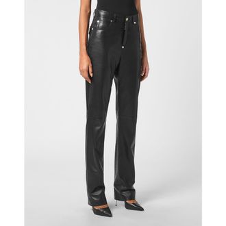 Philipp Plein Leather Trousers Long Women in Black at Nordstrom, Size X-Small/small