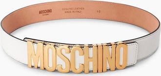 Moschino Womens Leather Belt - White - Size: 38