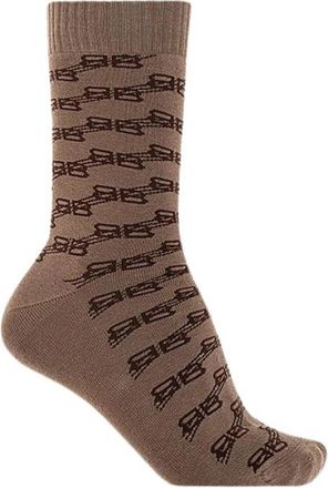Balenciaga BB Monogram Sokken - unisex - Sokken - Bruin - XL - Katoen - Ondergoed