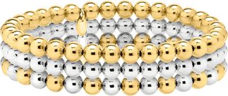 Ross-Simons Italian Rhodium and 14kt Gold-Plated Jewelry Set: 3 6mm Bead Stretch Bracelets