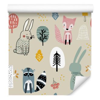 OEM Carta Da Parati Con Animali Del Bosco Per Soggiorno E Camera Da Letto, 50x1000 Cm