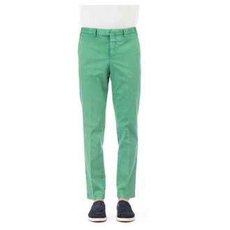 Pantaloni Torino Pantalone in twill stretch di cotone-lino effetto marmorizzato - male - PT Torino - Chinos - Green - M - Trousers