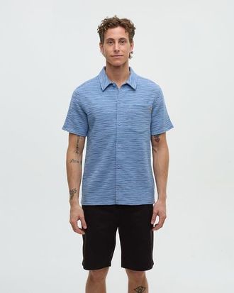tentree Copeland Shirt in Lakeside/timber Flash Stripe at Nordstrom, Size Xx-Large