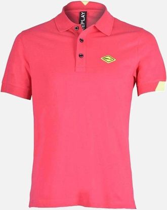 Replay Mens Stretch Pique Polo Shirt, Neon Pink - Red - Size: 36