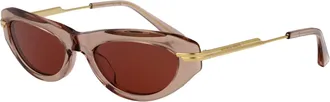 Bottega Veneta Womens Sunglasses Bv1368s Brown-Gold Brown-Gold-Brown Metal Brown/gold/brown