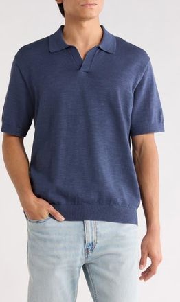 Madewell Johnny-Collar Cotton Slub Sweater Polo in Petrol Navy at Nordstrom, Size Xx-Large
