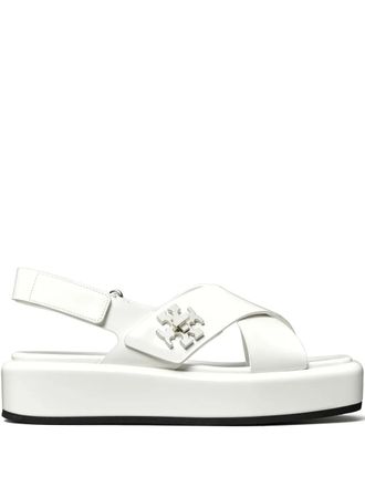 Tory Burch 40mm T-Lock platform sandals - women - Nappa Leather/Calf Leather/Polyethylene vinyl acetate (PEVA) - 7.5 - White