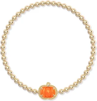 Kendra Scott Pumpkin Stretch Bracelet In Orange Mother-Of-Pearl
