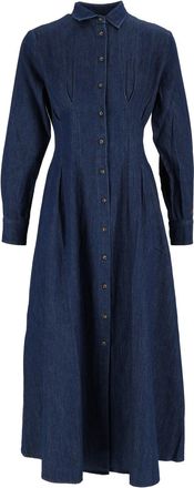 MC2 Saint Barth Indigo A-Line Denim Midi Dress