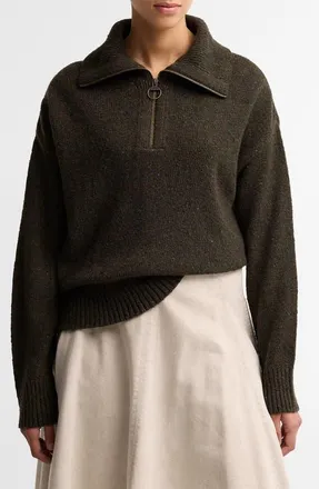 Barbour Lavensdale Wool Blend Half-Zip Sweater in Olive at Nordstrom, Size 2