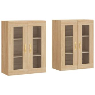 Berkfield Home Wall Mounted Cabinets 2 pcs Sonoma Oak Engineered Wood in Light Tan