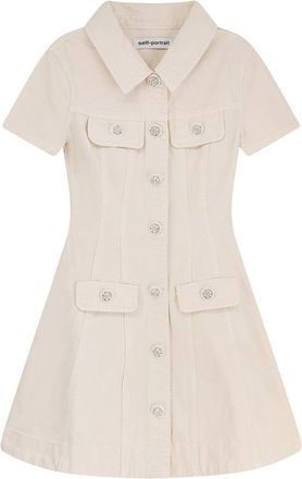 Self Portrait Denim Short Dress-Donna