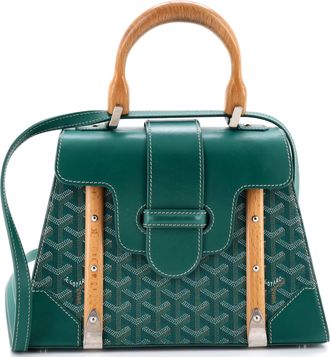 Goyard Saigon Top Handle Bag Coated Canvas with Leather PM