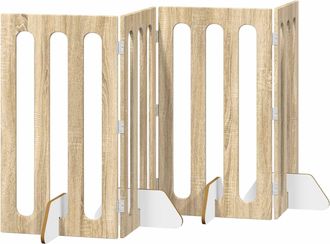 vidaXL Valla Plegable Para Mascotas 4 Uds. Roble Sonoma Vidaxl