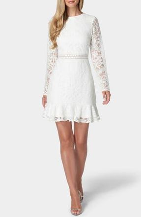 Bebe Lace Long Sleeve Dress in White at Nordstrom Rack, Size Large