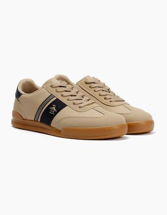Original Penguin Mens Penguin Gaz Mens Beige/Navy Trainers - Cream - Size: 10