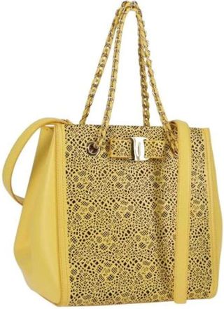 Ferragamo Tweedehands leren schoudertassen - Dames - Vintage Shopper - Geel - ONE Size - Leer - Vintage