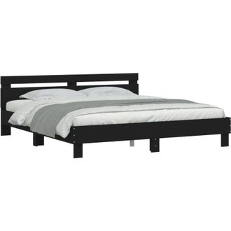 vidaXL Estructura De Cama Con Cabecero Y Luces Led Negra 200x200 Cm Vidaxl