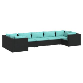 vidaXL 7 Pcs Garden Lounge Set Con Vime Pe Negro