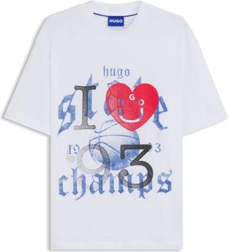 HUGO BOSS Cotton-jersey T-shirt with Happy HUGO artwork