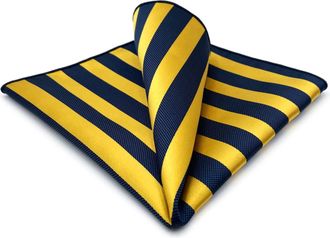 Shlax & Wing Striped Pocket Squares for Men Yellow Royal Blue Stripes Accessories