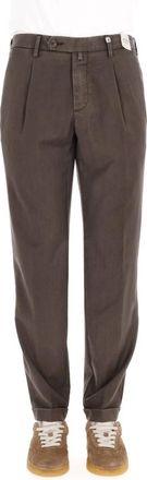 Myths Bruine wollen broek model Giove - Heren - Slim Fit Broeken - Bruin - S - Wol - Broeken