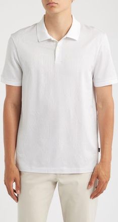 BOSS Parlay Floral Jacquard Cotton Polo in White at Nordstrom, Size Xx-Large