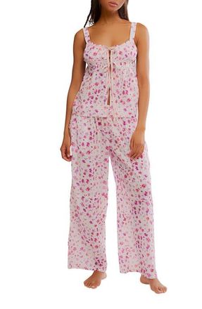 Free People Talk Tonight Floral Camisole Pajamas in Berry Combo at Nordstrom, Size X-Large