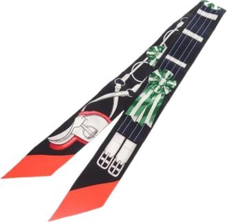 Herm&egrave;s Pre-owned Scarves, female, Black, Size: ONE SIZE Pre-owned The Jumping Twilly Scarf
