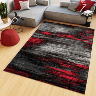 Tapiso Alfombra de polipropileno en rojo, negro y gris 130x190 cm