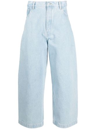 STUDIO NICHOLSON cropped wide-leg jeans - Blue