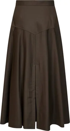 Burberry Womens Skirt Wool Twill Belted Green