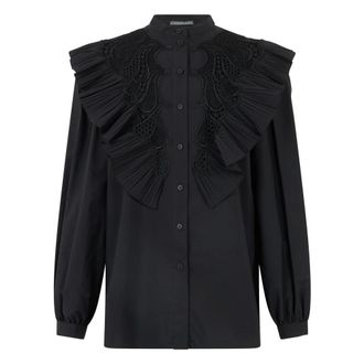 Alberta Ferretti Black shirt with details - female - Alberta Ferretti - Blouses - Black - S - Blouses & Shirts