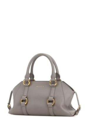 Alexander McQueen Womens Grey Leather Small Farringdon Handbag Greygold Borse A Mano