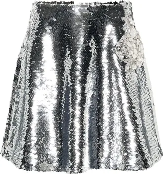 Genny sequinned mini skirt - women - Polyester/Polyester - 38 - Silver