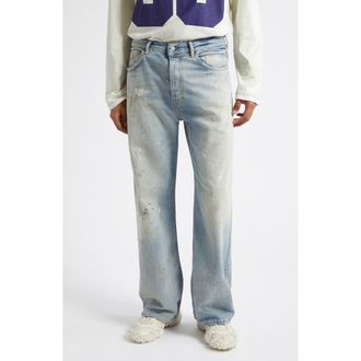 Acne Studios 2021 Trafalgar Paint Slatter Wide Leg Jeans in Light Blue at Nordstrom, Size 30 X 32