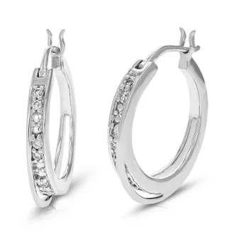 Vir Jewels 1/10 cttw Lab Grown Diamond Hoops Earrings in Sterling Silver With Push Backs For Women