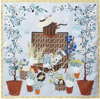 Fendi Silky Scarves, female, Multicolor, Size: ONE SIZE Gardening Foulard 90x90