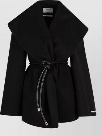Sportmax virgin wool cape with leather belt
