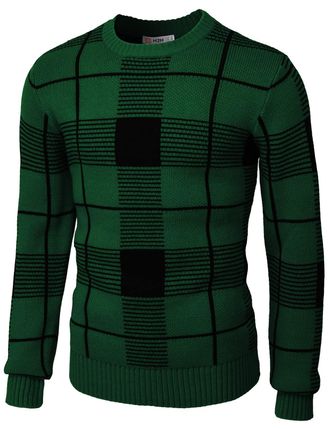 H2H Mens Slim Fit Casual Christmas Jumper Sweater Knitted Xmas Knitwear Holiday Knit, Cmoswl086-green, Medium