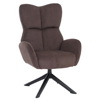 Hhg [nunca Usado] Sill&oacute;n Lounge Hhg-533, Sill&oacute;n De C&oacute;ctel/tapizado/relax, Sill&oacute;n Lounge Giratorio, Metal, Cord&oacute;n (320 G/m&sup2;), Marr&oacute;n Oscuro