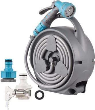 Elle Carrete De Manguera De Jard&iacute;n Retr&aacute;ctil Trywise, Carrete De Manguera De Agua De 16 M Con 7 Boquillas De Pulverizaci&oacute;n, Presi&oacute;n De Agua Ajustable, Para