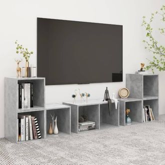 vidaXL Vidaxl - Muebles De Sal&oacute;n 6 Piezas Madera De Ingenier&iacute;a Gris Hormig&oacute;n