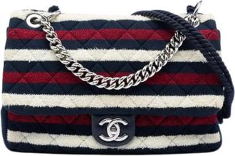 Chanel Pre-owned Quilted Striped Jersey Satchel - Dames - Vintage Schoudertas - Veelkleurig - ONE Size - Vintage