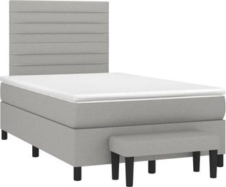 vidaXL Vidaxl - Cama Box Spring Con Colch&oacute;n Tela Gris Claro 120x190 Cm