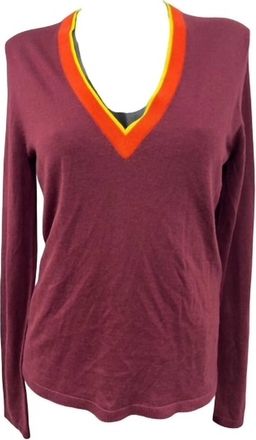 Gabriela Hearst Womens Angelos Sweater In Cadmium Yellow/ Spice / Bordeaux