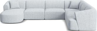 Cosmopolitan Design Sof&aacute; esquinero panor&aacute;mico 7 plazas tejido estructural gris claro