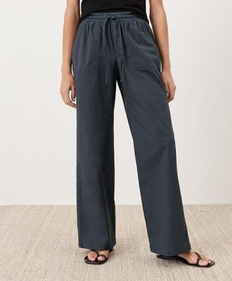 Pact Organic Cotton Stretch Poplin Wide Leg Pant in Steel Blue at Nordstrom, Size X-Small 29