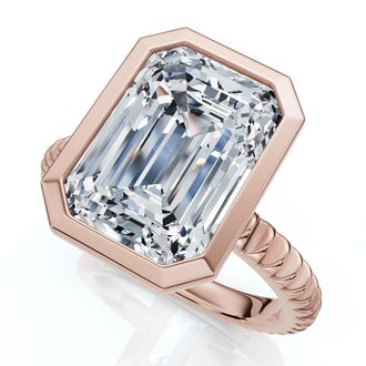 Pompeii3 Certified 4Ct Bezel Solitaire Diamond Engagement Ring 14k Gold Lab Grown
